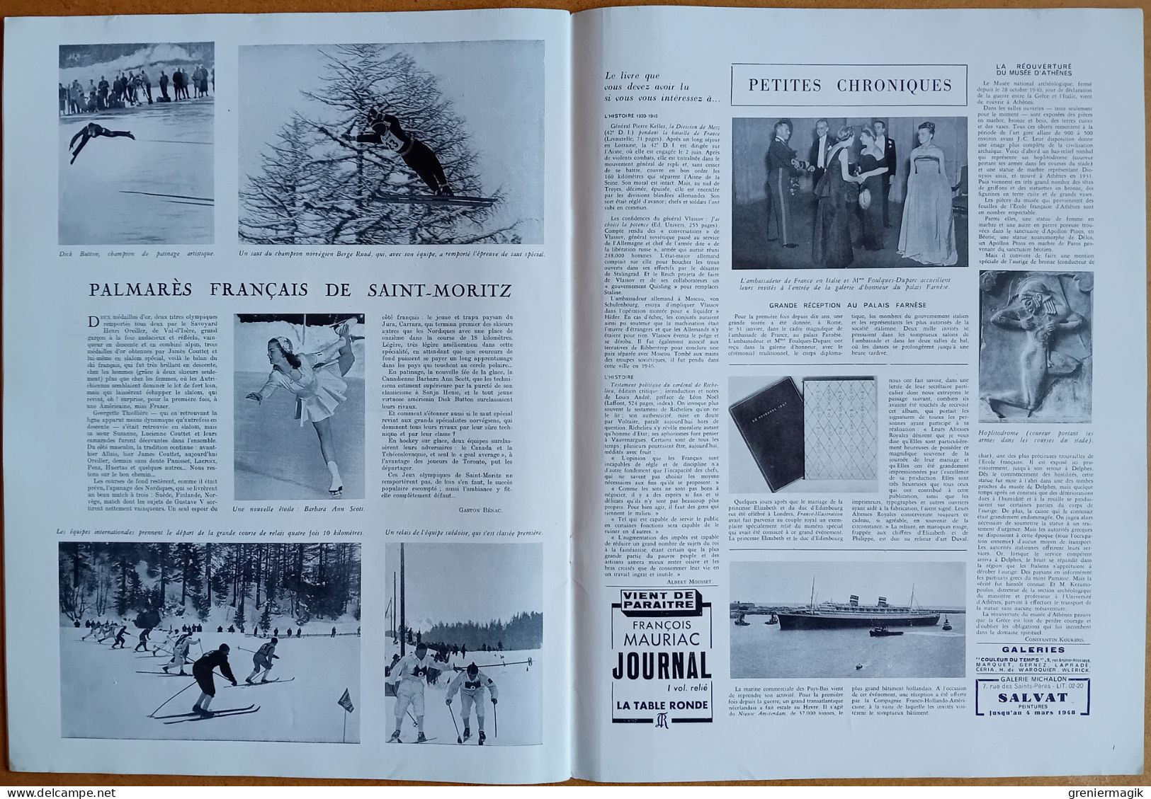 France Illustration N°125 21/02/1948 Nos écoles en A.O.F./Frontière franco-espagnole/En Grèce par Lucien Bodard/Carnaval