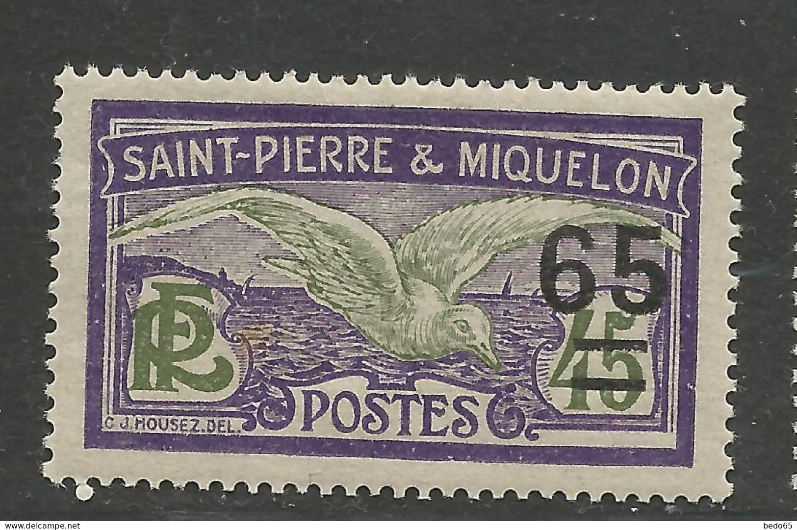 SAINT PIERRE ET MIQUELON N° 121 NEUF* TRACE DE CHARNIERE   / Hinge  / MH - Nuevos