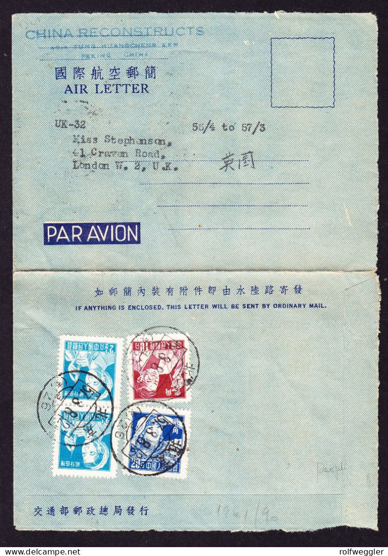 1957 Aerogramm Aus Peking Nach London. - Lettres & Documents