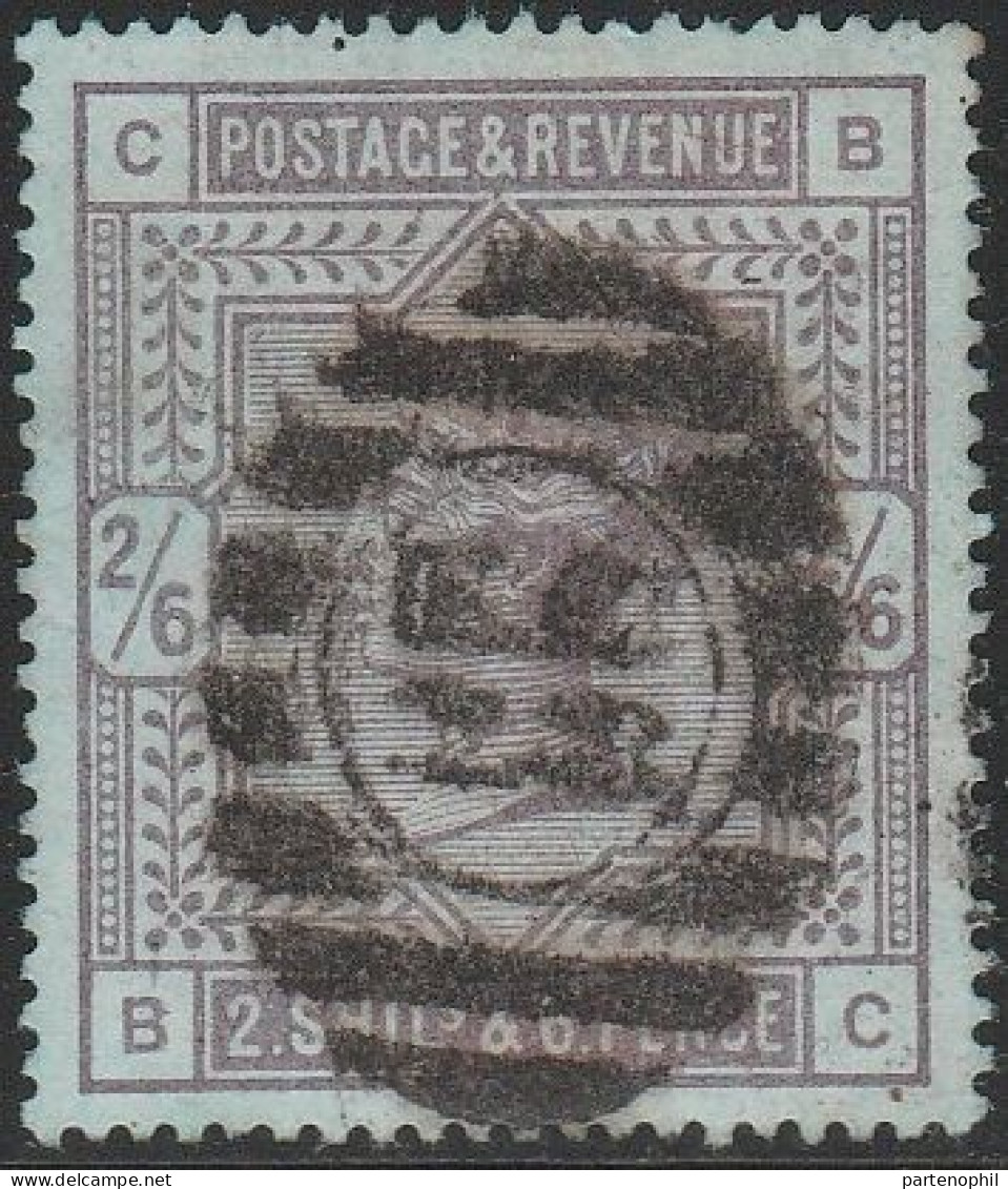 517 Gran Bretagna Great Britain 1883/84 - Effigie Regina Vittoria 2/6 Sh. Violetto Su Carta Azzurra N. 86a. Firmato E. D - Oblitérés