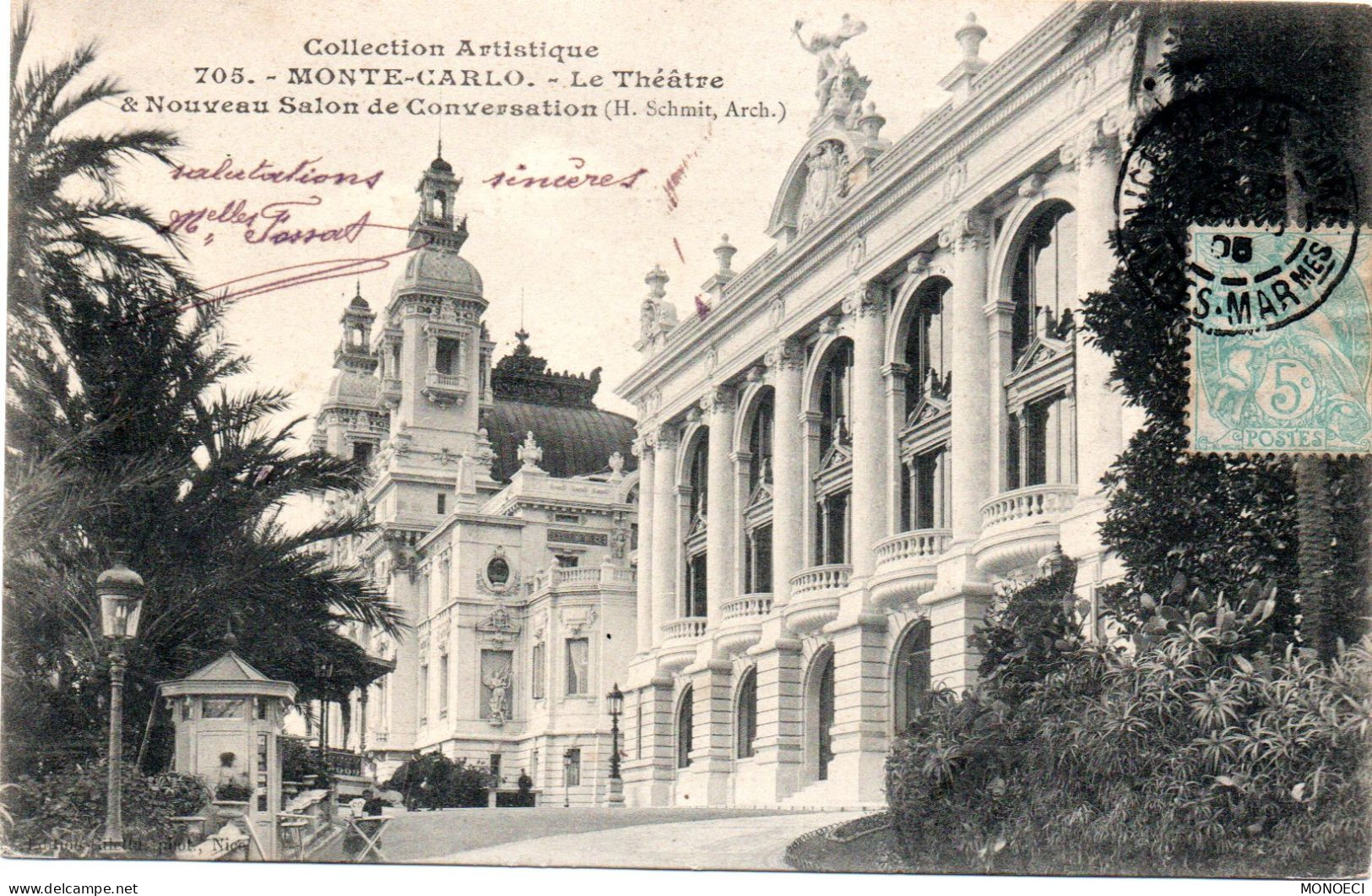 MONACO -- MONTE CARLO -- CPA Précurseur --  Le Théâtre & Nouveau Salon De Conversation - Opéra & Théâtre