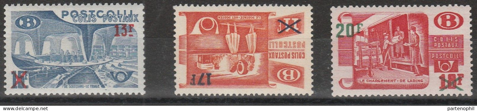 449 Belgio Belgium 1953 - Pacchi Postali - Smistamento Postale N. 331/33. Cat. € 105,00MNH - Ungebraucht