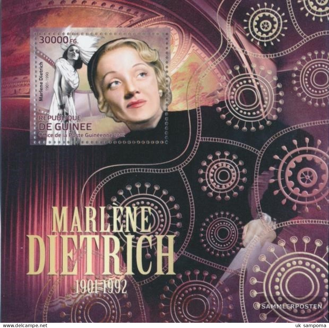 Guinea Miniature Sheet 2102 (complete. Issue) Unmounted Mint / Never Hinged 2012 Marlene Dietrich (1901-1992) - Guinée (1958-...)