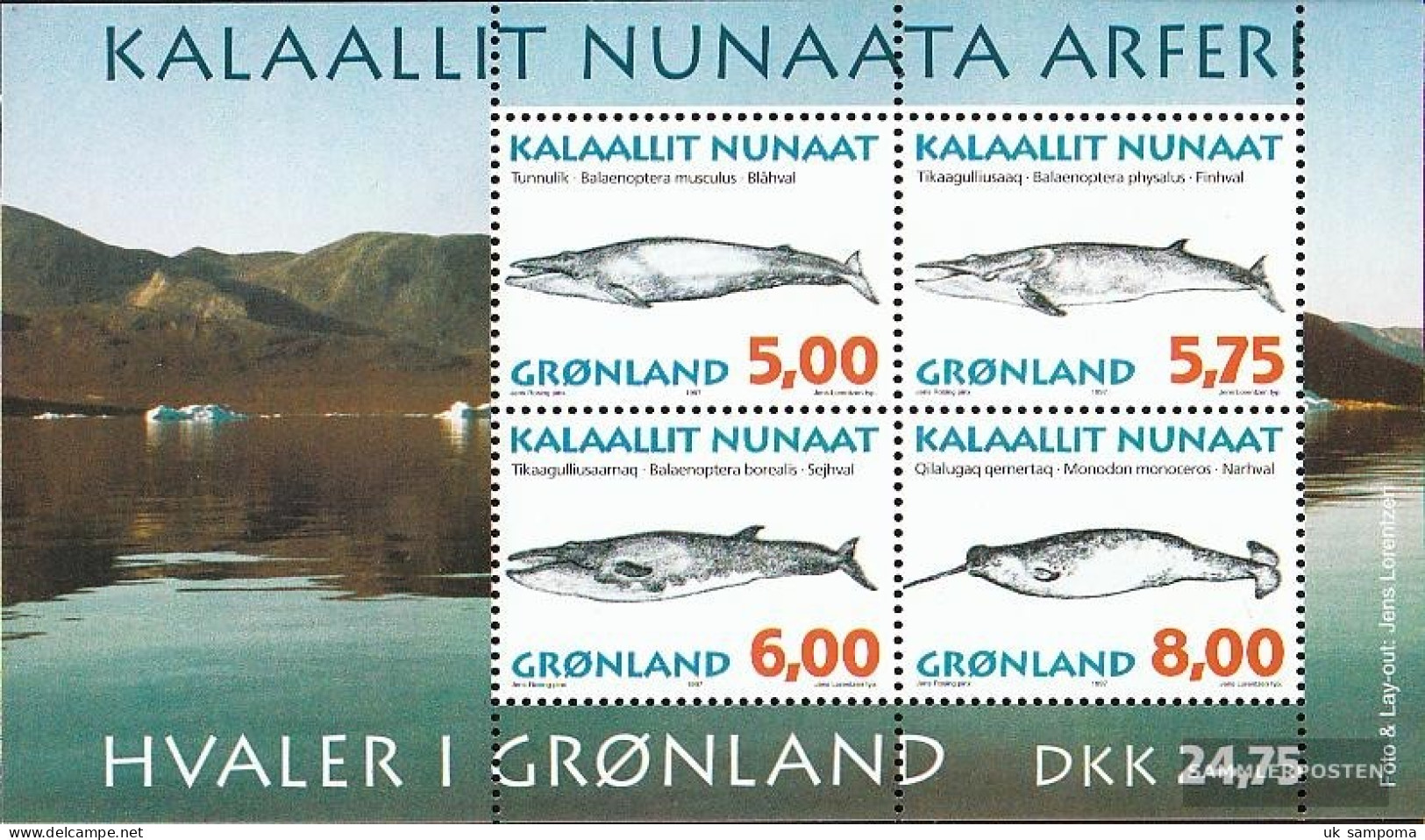 Denmark - Greenland Block13 (complete Issue) Unmounted Mint / Never Hinged 1997 Whales - Bloques