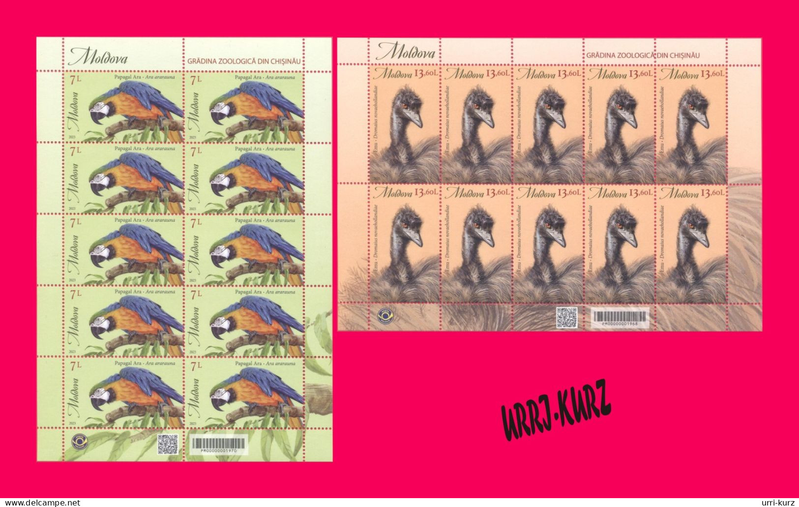 MOLDOVA 2023 Nature Fauna Animals Birds Parrot Emu Ostrich Chisinau ZOO 2 M-s MNH - Parrots