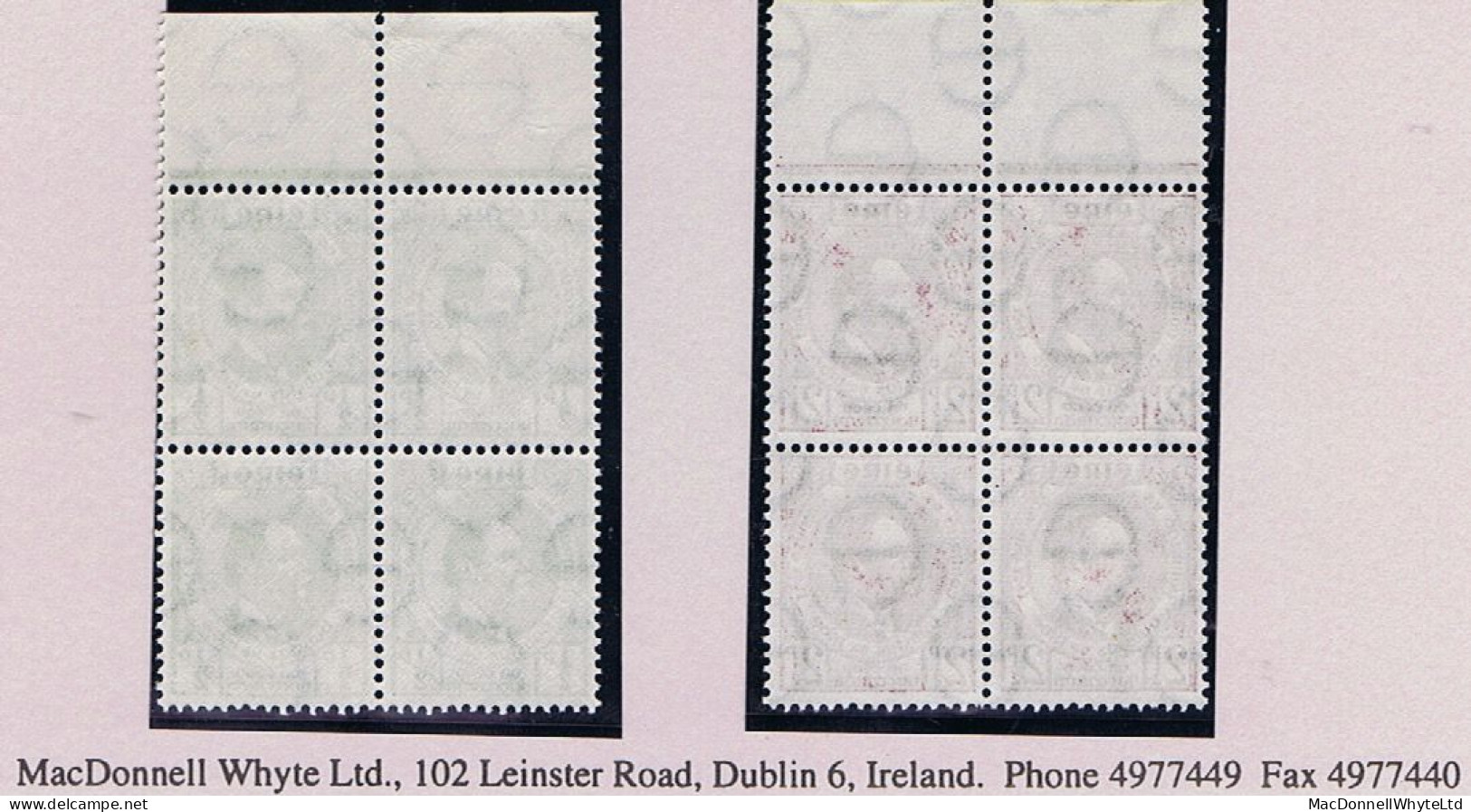 Ireland 1943 Hyde/Gaelic League Set Of 2 In Marginal Blocks Of 4 Fresh Mint Unmounted - Nuovi