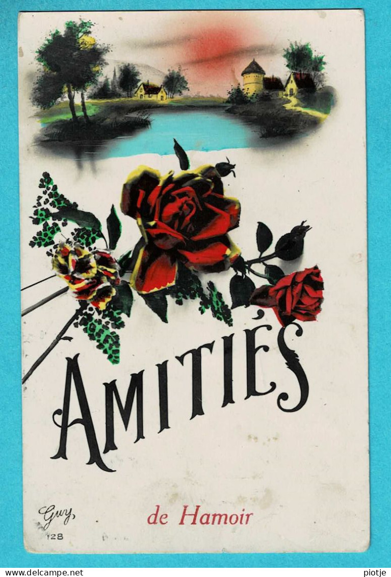 * Hamoir (Liège - La Wallonie) * (Guy 128) Amitiés De Hamoir, Bonjour De, Fantaisie, Fleurs, Roses, Old, Rare - Hamoir