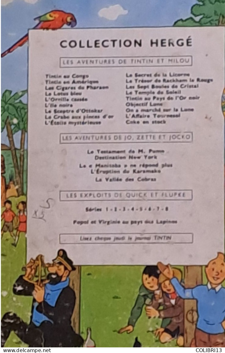 HERGE AVENTURES DE JO ZETTE ET JOCKO La VALLEE DES COBRAS 1958 B24 - Hergé