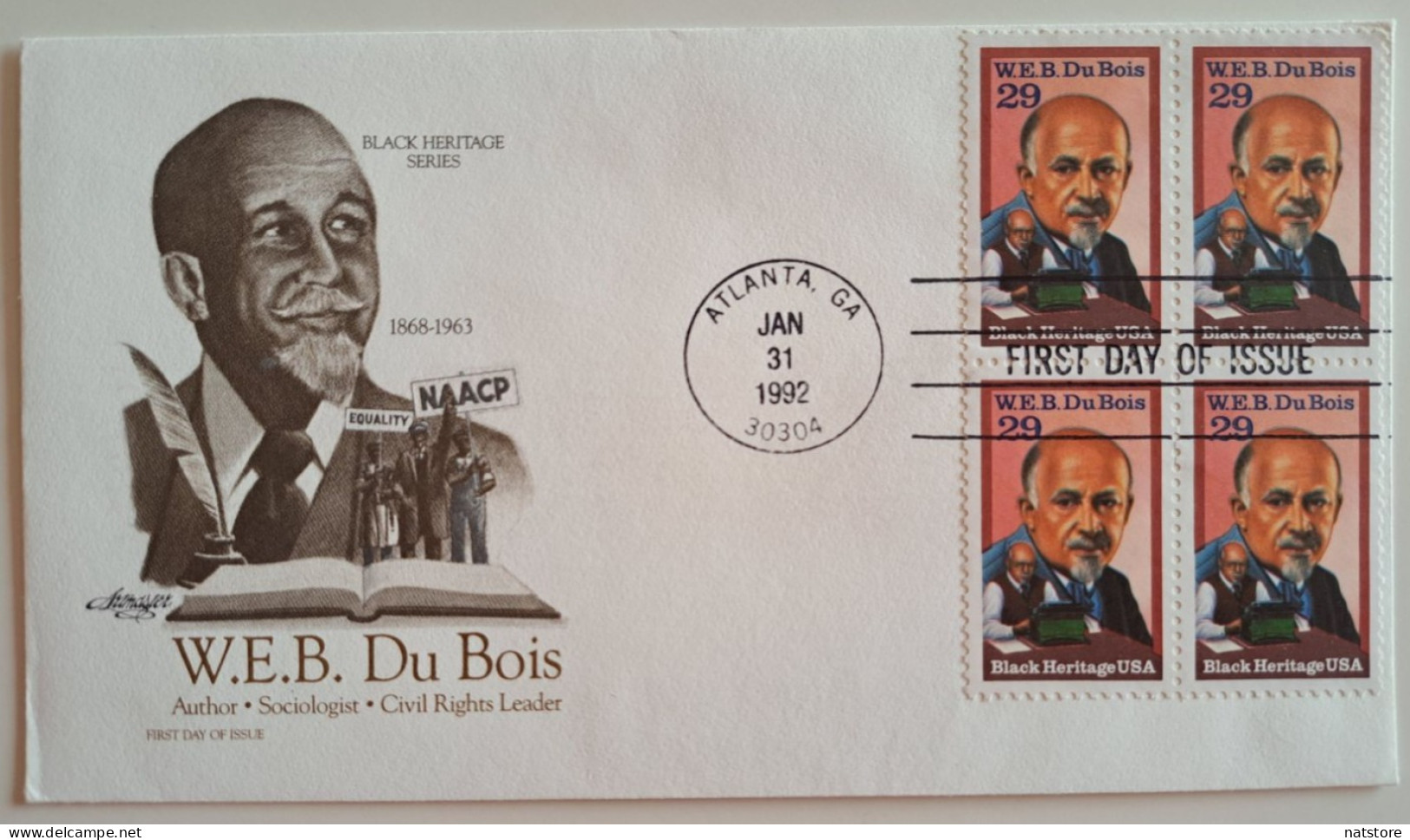1992..USA.. FDC WITH STAMPS AND POSTMARKS..Black Heritage - W.E.B. DuBois - 1991-2000