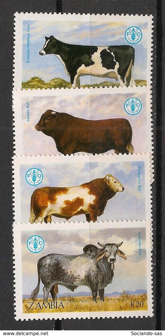 ZAMBIA - 1987 - N°YT. 420 à 423 - Faune / Bovins - Neuf Luxe ** / MNH / Postfrisch - Koeien