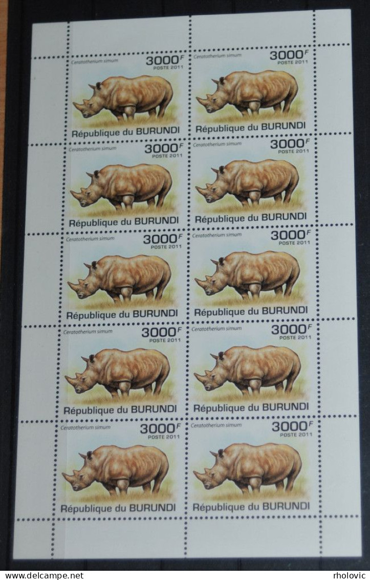 BURUNDI 2011, Rhino, Animals, Fauna, Mi #2112-3, Miniature Sheets, MNH**, CV: €72 - Rinoceronti