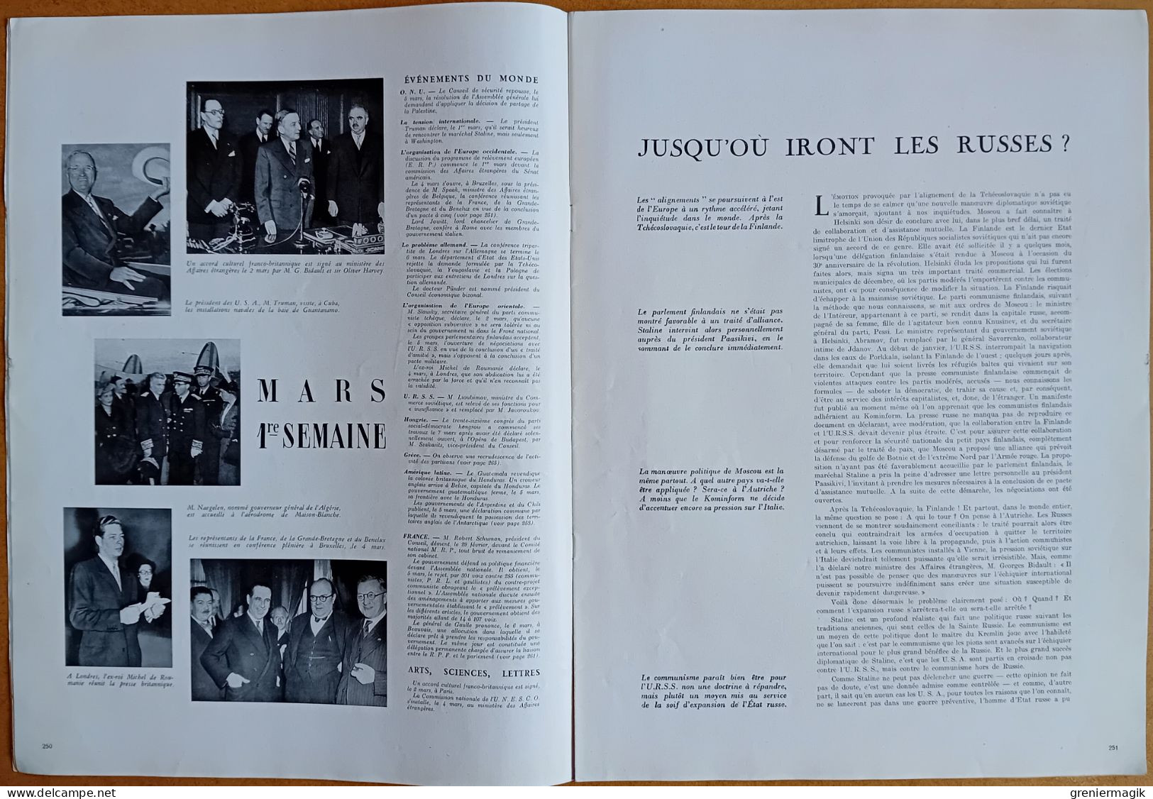 France Illustration N°128 13/03/1948 Course à L'uranium Par Paul-Emile Victor/Jazz Louis Armstrong/Grèce Macédoine - Informations Générales