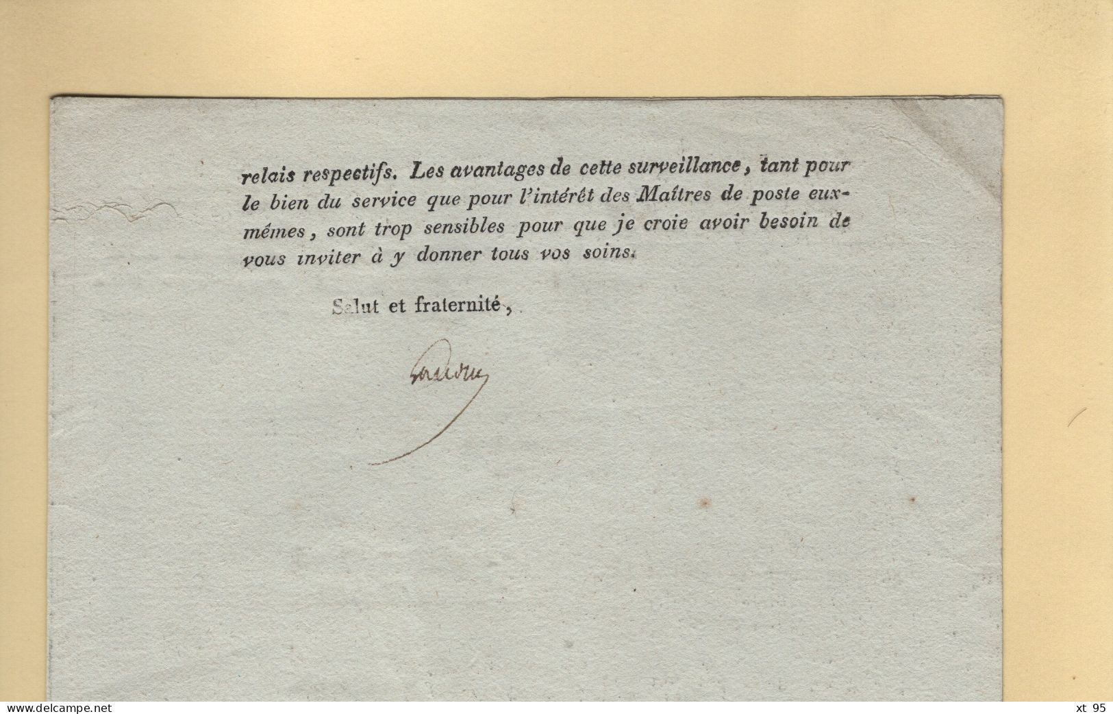 Conseil Administration Des Postes Aux Chevaux - An 7 - Reglement Sur Le Service Des Postes - Signe Gaudin - 1701-1800: Precursors XVIII