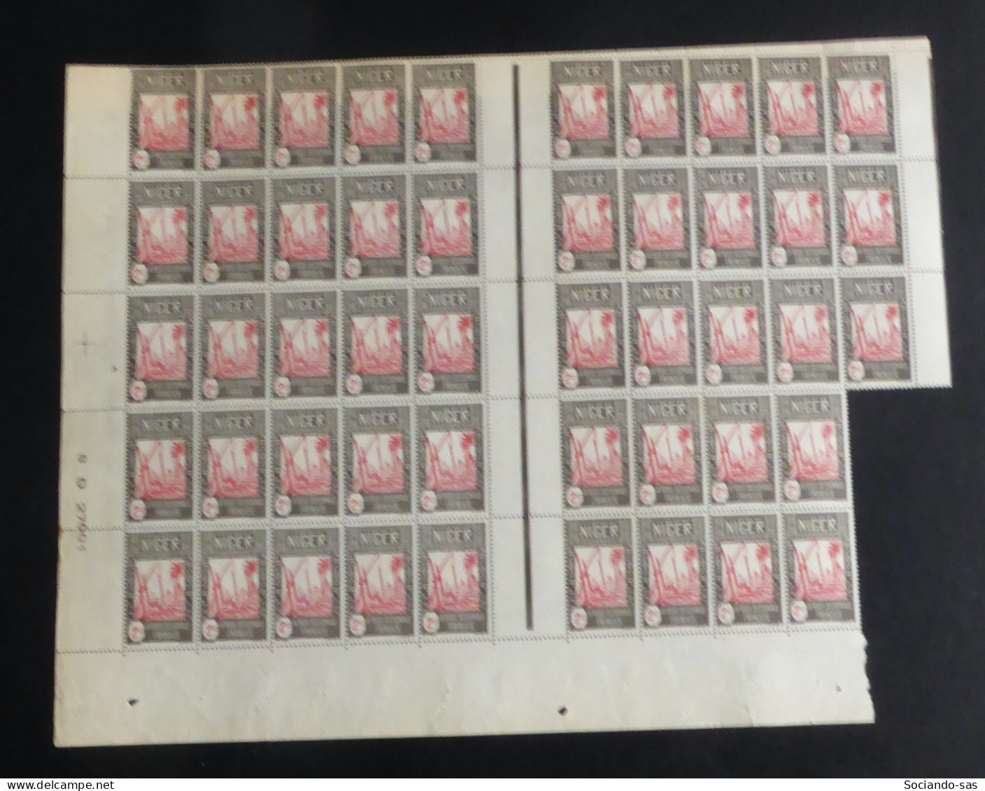 NIGER - 1926-38 - N°YT. 30 - 2c Puits - Bloc De 48 Bord De Feuille - Neuf Luxe** / MNH - Unused Stamps