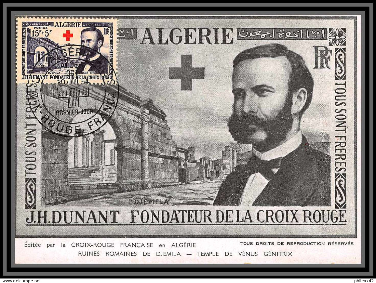 49194 N°316/317 Croix Rouge Red Cross 1954 Hopital Verdun Alger Henri Dunant Infirmères Algérie Carte Maximum (card) - Maximumkarten