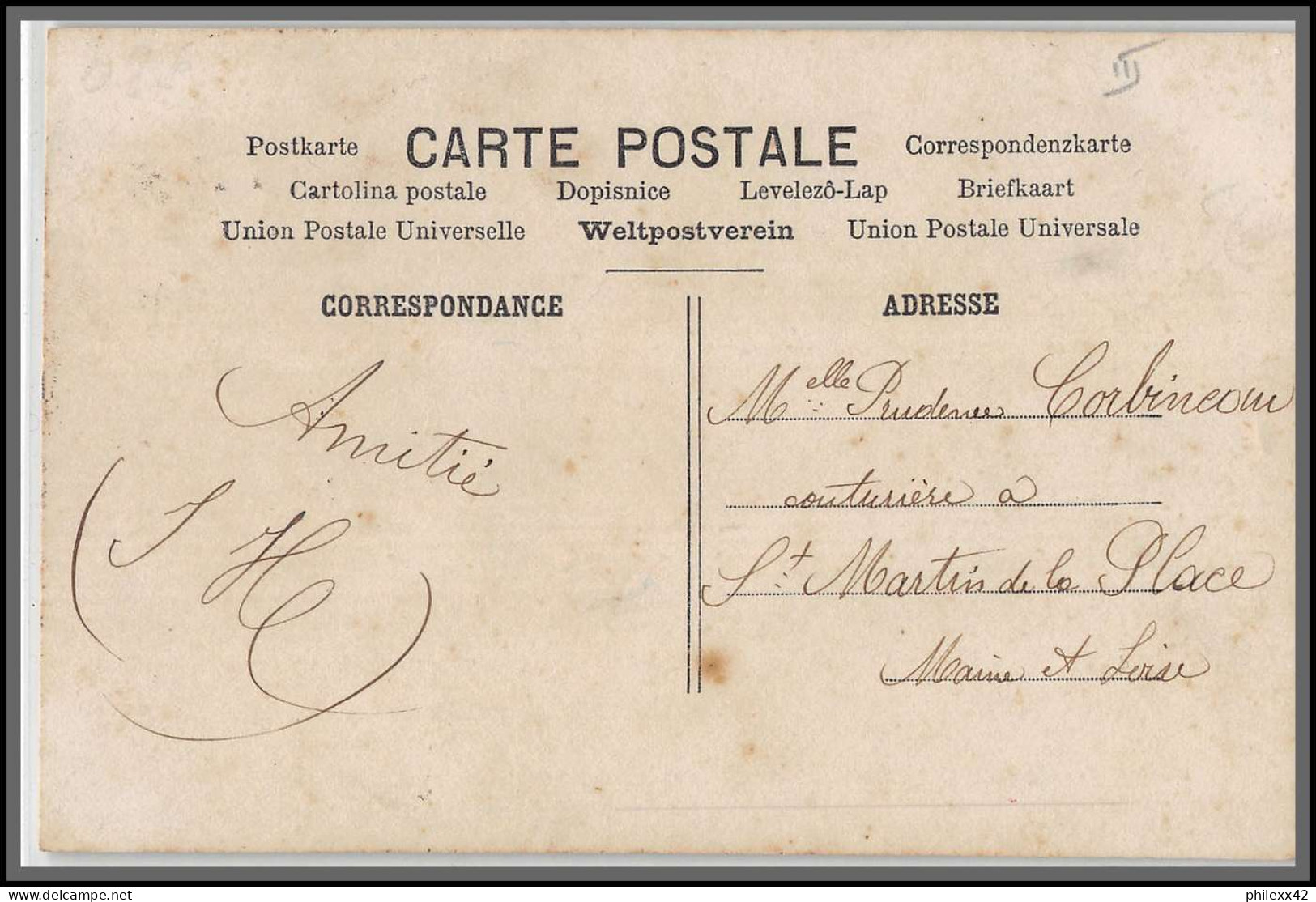 49536 N°137 5c Semeuse Il Est Si Doux D'aimer 1910 Saint Martin De La Place Maine Et Loire France Carte Maximum - ...-1929