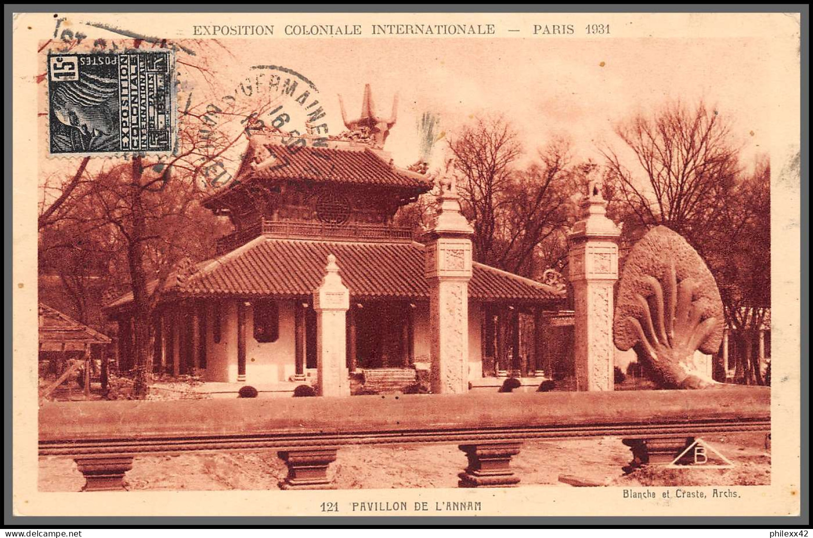 49701 N°270 Pavillon De L'annam Indochine Exposition Coloniale Paris 1931 France Carte Maximum Montigny Sur Loing - 1930-1939