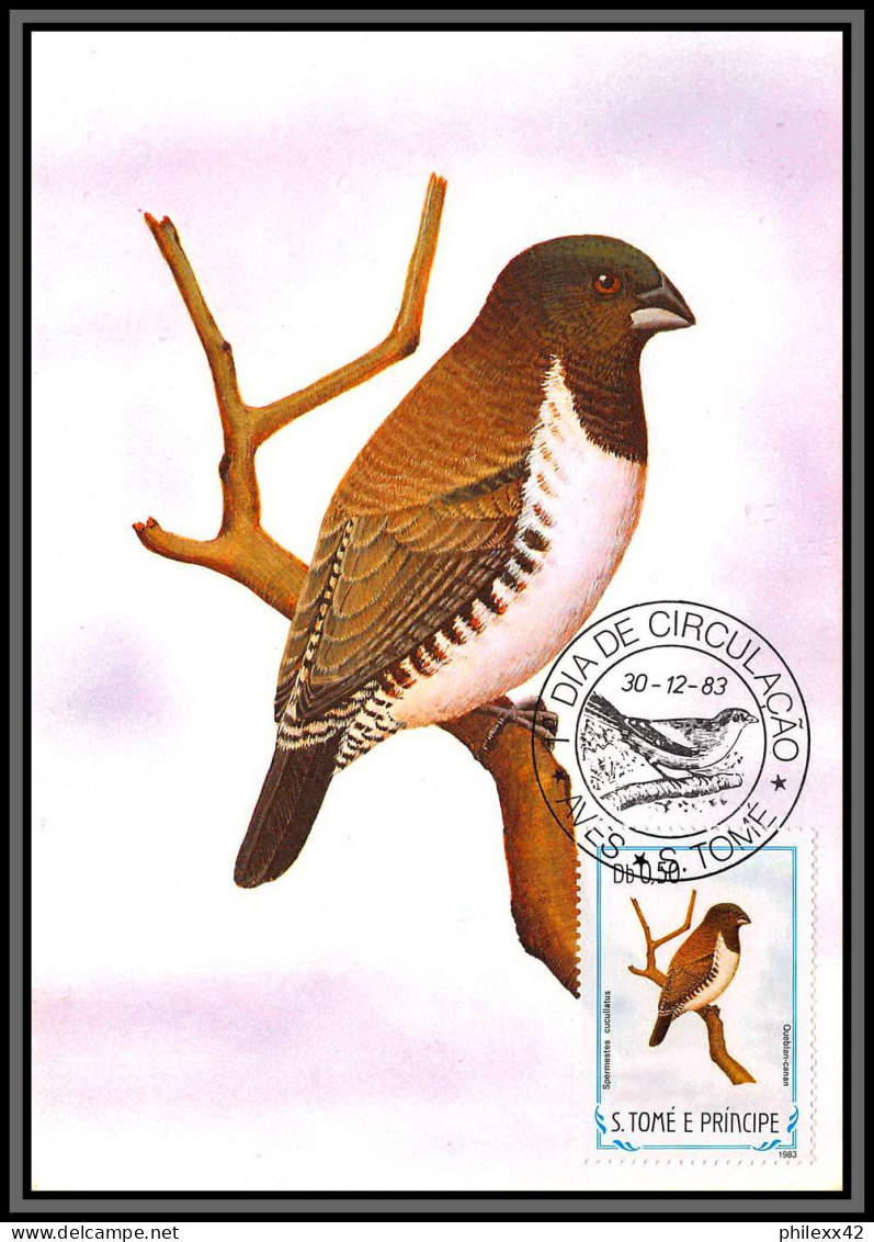 56920 N°879/898 oiseaux (birds) sao s tome e principe série complète 22 cartes Carte maximum (card) fdc édition 1983