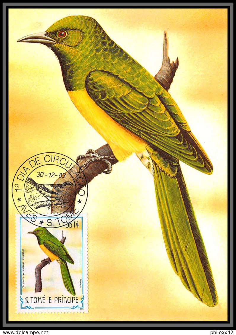 56920 N°879/898 oiseaux (birds) sao s tome e principe série complète 22 cartes Carte maximum (card) fdc édition 1983