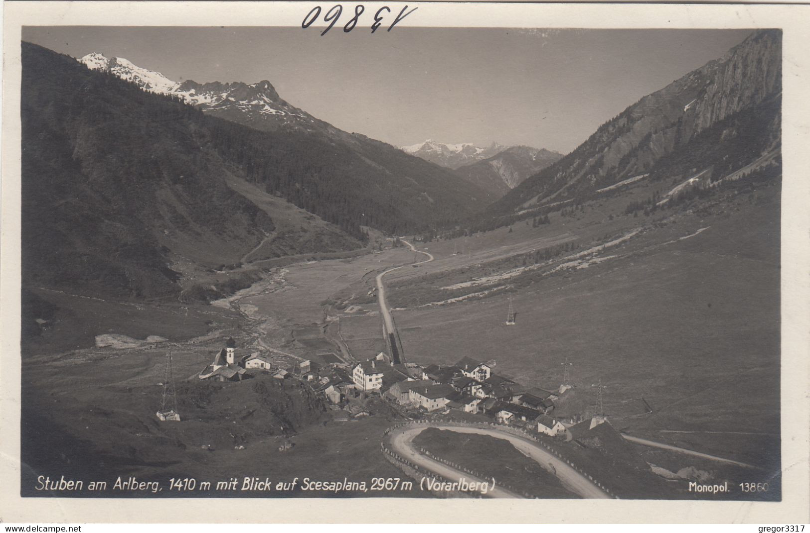 E3648) STUBEN Am ARLBERG 1410m Mit Blick Auf Scesaplana - Vorarlberg - Straße Kurve Häuser ALT! ! - Stuben