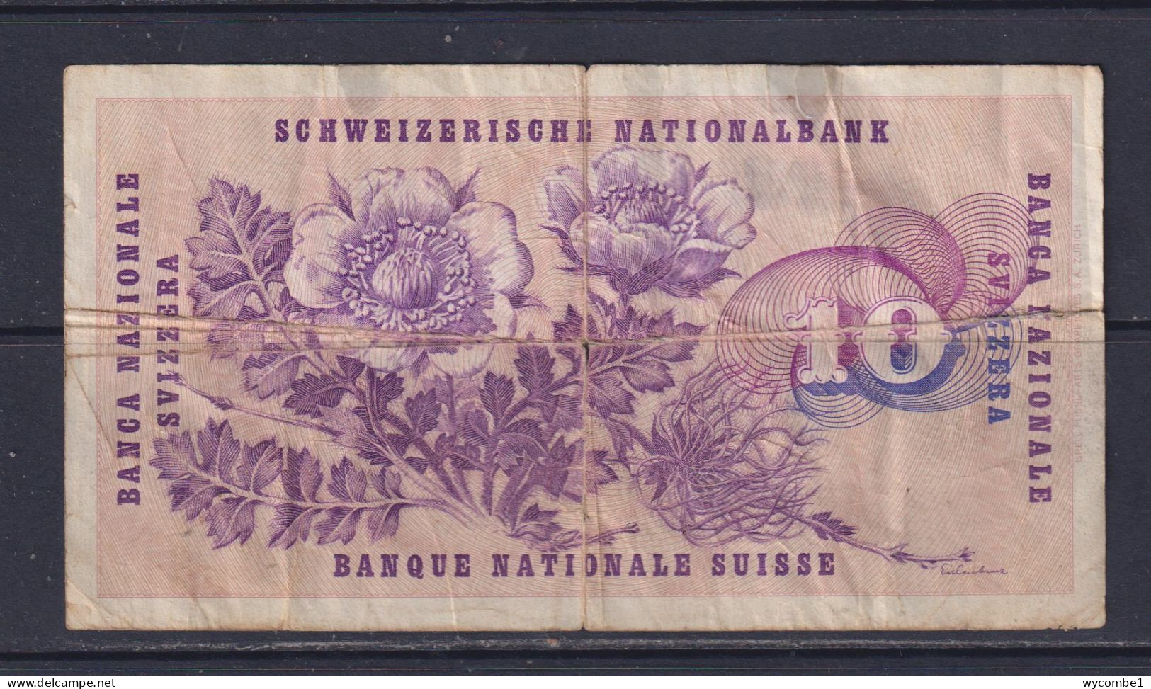 SWITZERLAND  - 1974 10 Francs Circulated Banknote As Scans - Switzerland