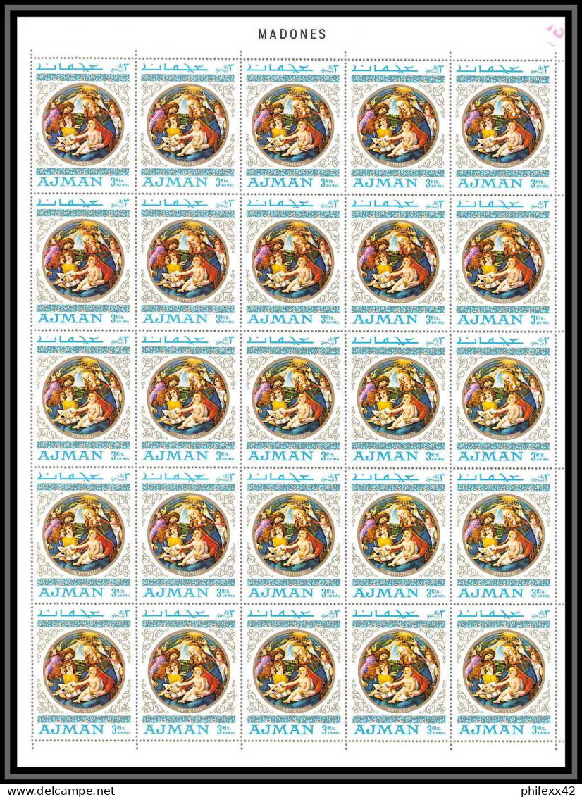 042c - Ajman - MNH ** Mi N° 327 / 331 A Madones Madonna Peinture (painting) Feuille Complète Full Sheet Cote 125 Euros - Madonnas