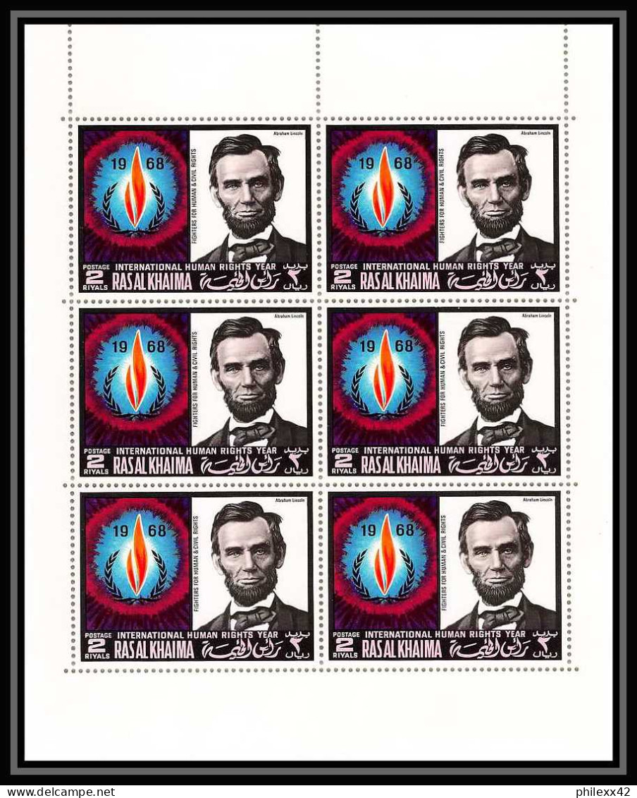 358 - Ras Al Khaima MNH ** Mi N° 226 / 228 A Human Rights Kennedy Lincoln Luther King Feuilles (sheets) - Kennedy (John F.)