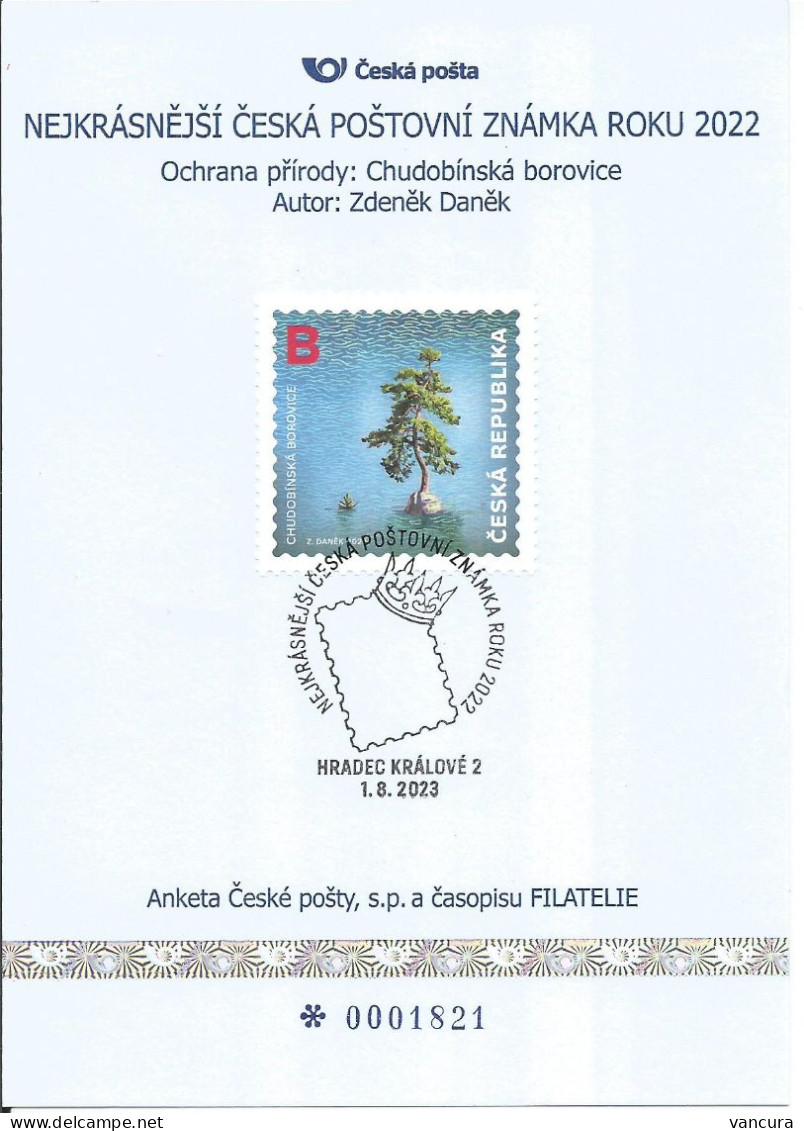 Commemorative Sheet  Czech Republic Chudobin Pine 2022 The Best Stamp Of  2022 - Usados