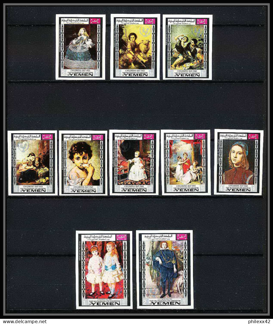 479a - Yemen Kingdom MNH ** N° 594 / 603 B Day Of Child Tableau (tableaux Painting) Non Dentelé Imperf Renoir Vélasquez - UNICEF