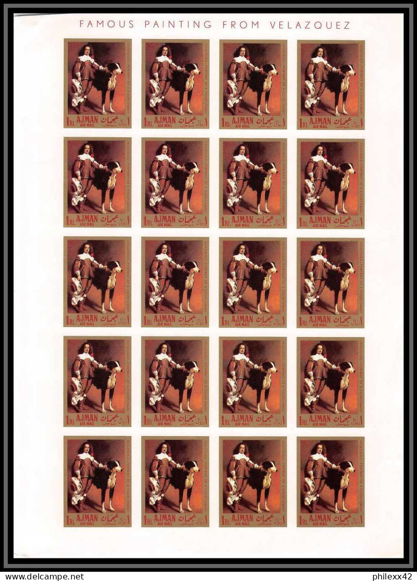 493d Ajman MNH ** N° 218 / 221 B Diego Velázquez (tableaux Painting) Feuilles (PROOFS Sheets) Non Dentelé (Imperf) - Ajman