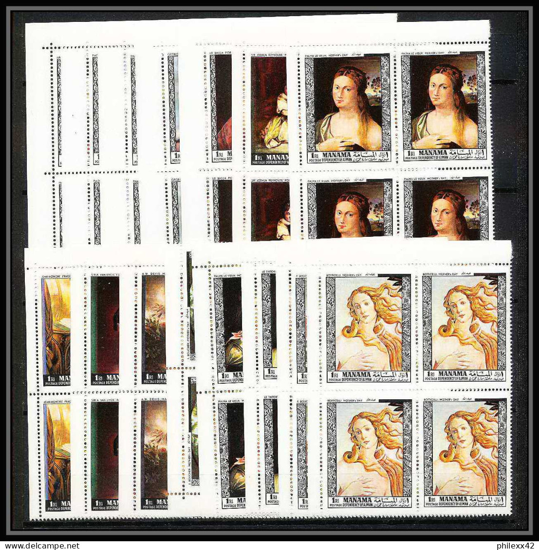 496c Manama MNH ** N° 432 / 446 A Tableau (tableaux Painting) Old Masters Botticelli Veronese Tintoretto Van Dyck Bloc 4 - Manama