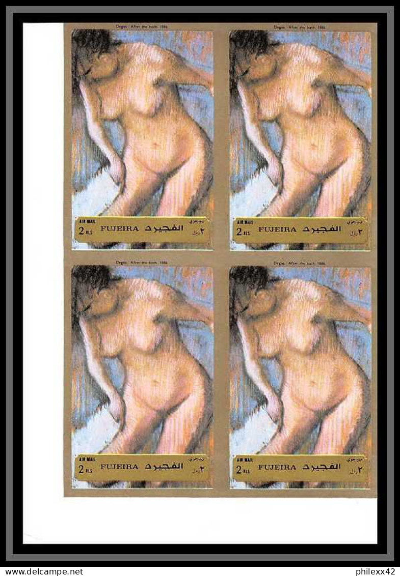 506e Fujeira MNH ** N° 1265 / 1270 B Tableau (tableaux Painting) Nus Nude Degas France Non Dentelé (Imperf) Bloc 4 - Fujeira