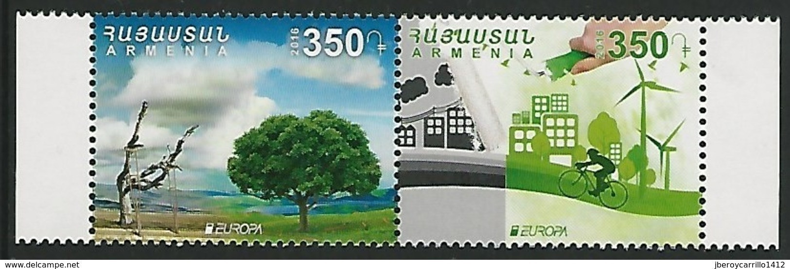 ARMENIA/ ARMÈNIE/ ARMENIEN -  EUROPA 2016 -" ECOLOGIA -EL PENSAMIENTO VERDE -THINK GREEN"- SERIE De 2 V. - 2016