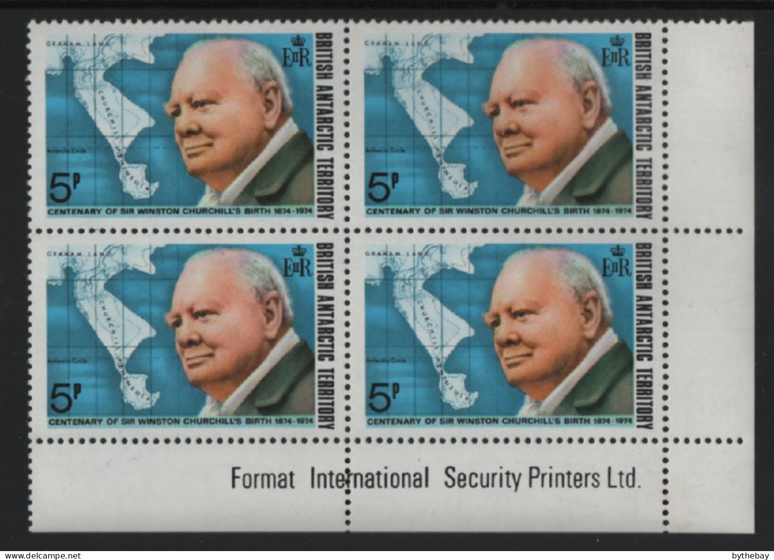 British Antarctic Territory 1974 MNH Sc 62 5p Churchill LR Corner Block - Neufs