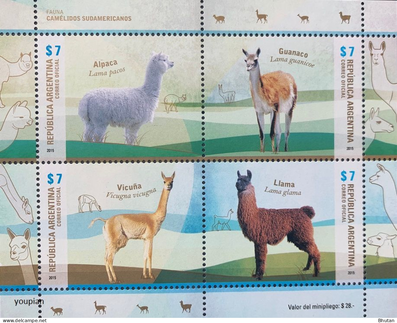 Argentina 2015, Lamas, MNH S/S - Unused Stamps