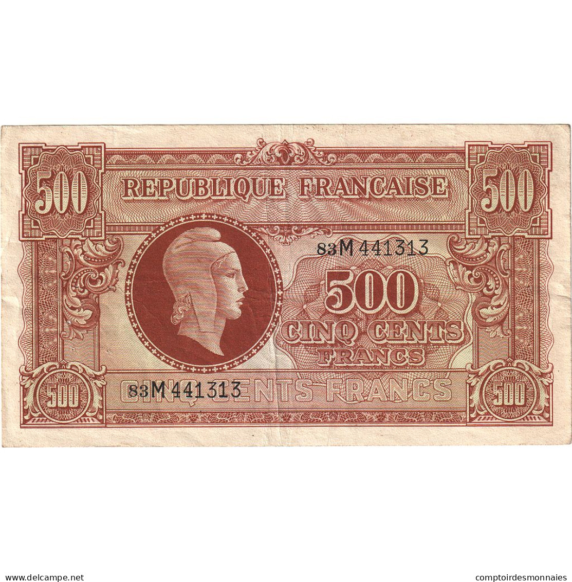 France, 500 Francs, Marianne, 1945, 83M, TTB+, Fayette:VF 11.2, KM:106 - 1943-1945 Marianne