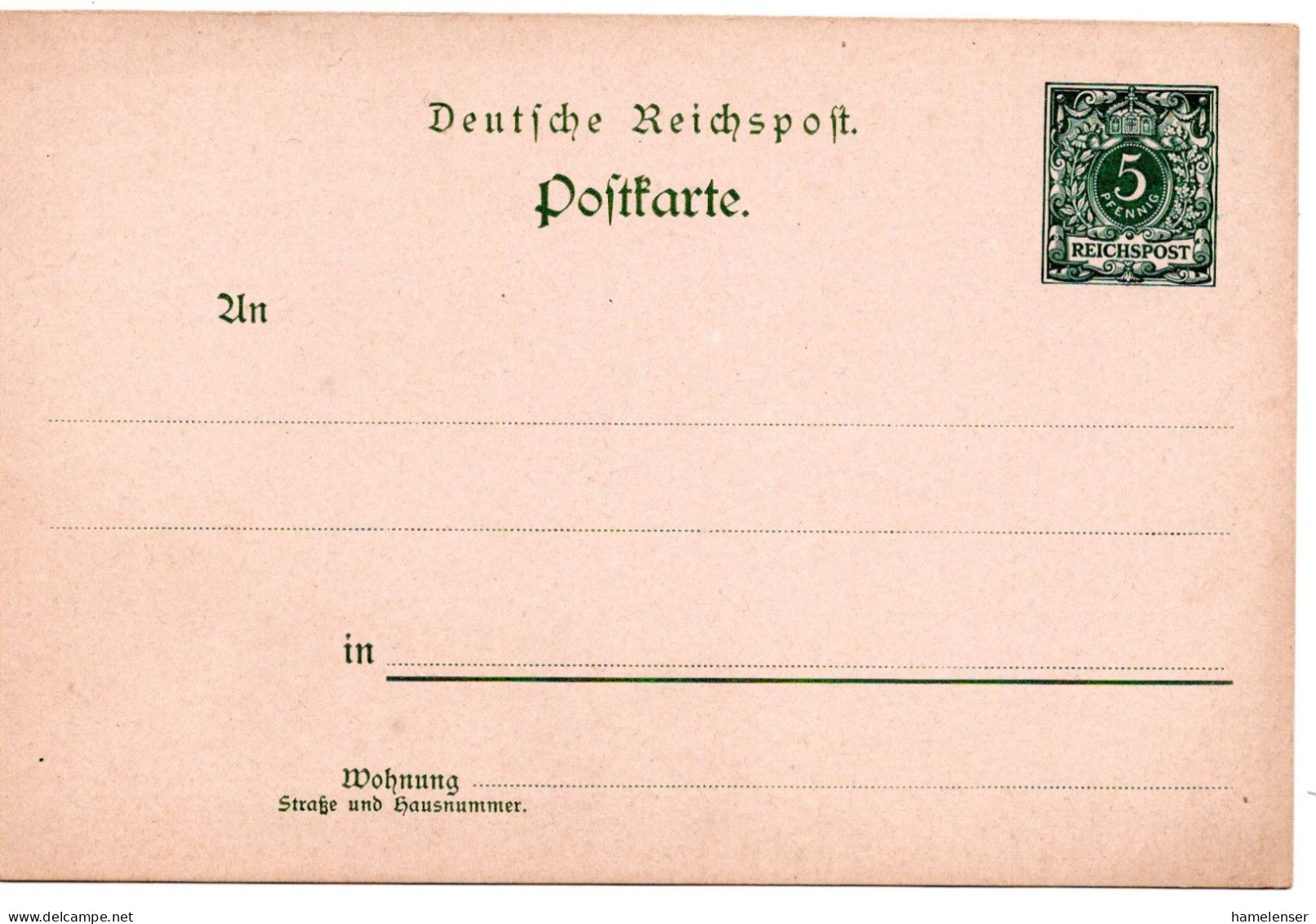 62095 - Deutsches Reich - 1890 - 5Pfg Krone / Adler PGAKte, Ungebraucht - Tarjetas