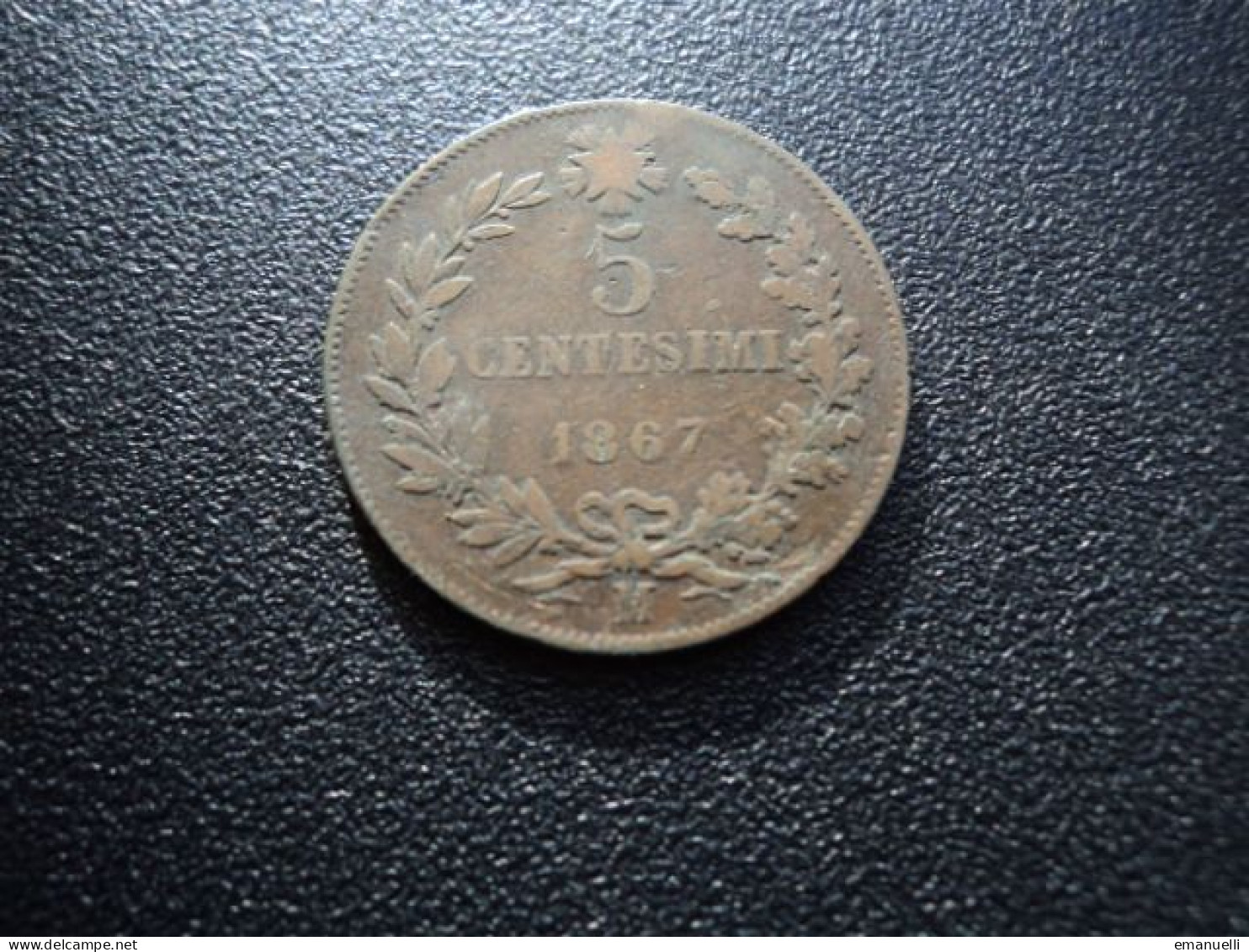 ITALIE : 5 CENTESIMI   1867 M    KM 3.2      TTB - 1861-1878 : Victor Emmanuel II