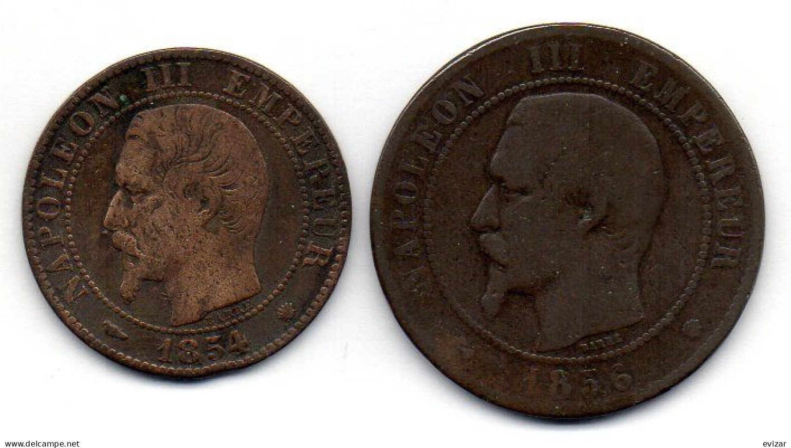 FRANCE, Set Of Two Coins 5, 10 Centimes, Bronze, Year 1854-AM, 1856-MA,  KM # 777.6, 771.6 - Andere & Zonder Classificatie