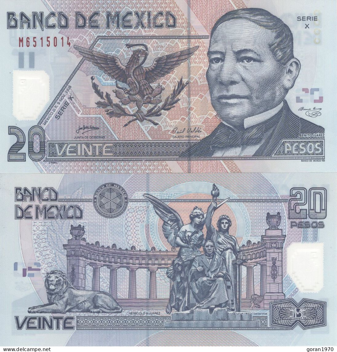 Mexico 20 Pesos 2005 UNC, P-116 Polymer  RARE - Mexique