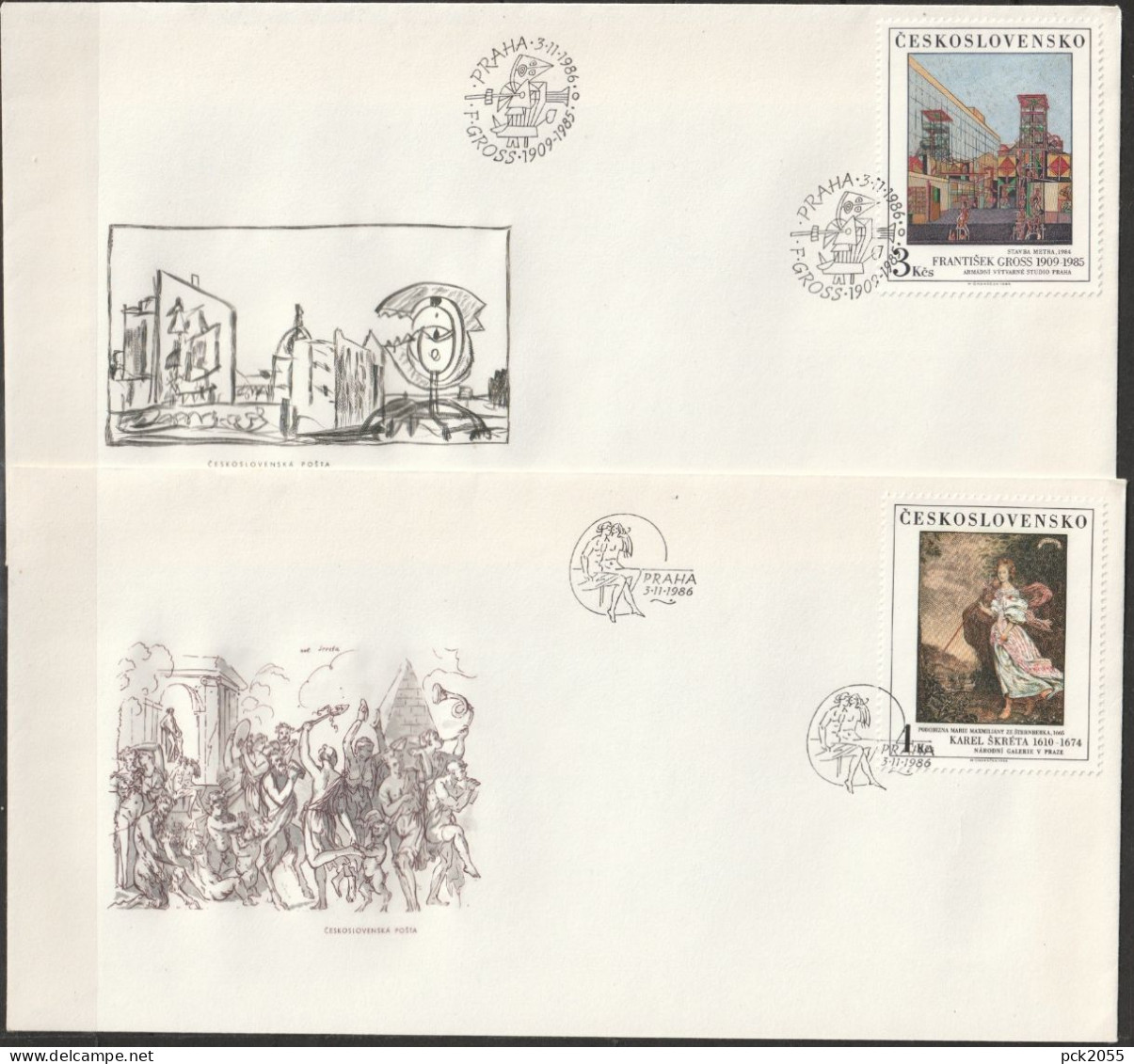 Tschechoslowakei 1986 FDC MiNr.2889 - 2893 Kunstwerke Aus Der Nationalgalerie ( Dl 38 ) - FDC