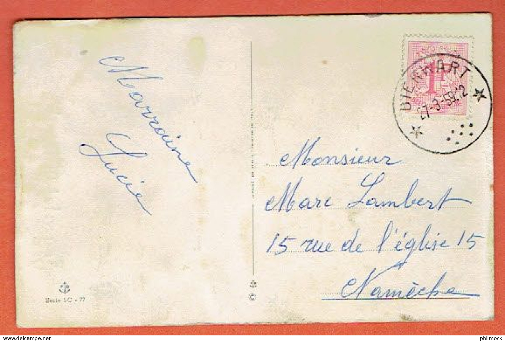 J - Relais - Sterstempel Bierwart Vers Namèche 1959 - CP Joyeuse Paques - Sterstempels