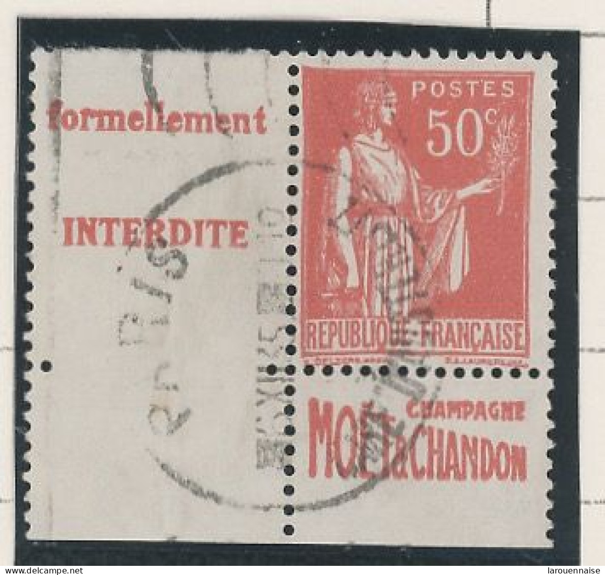 BANDE PUB -N°283  PAIX TYPE II-  50c ROUGE -Obl - PUB -MOET -(Maury 215) - - Gebraucht