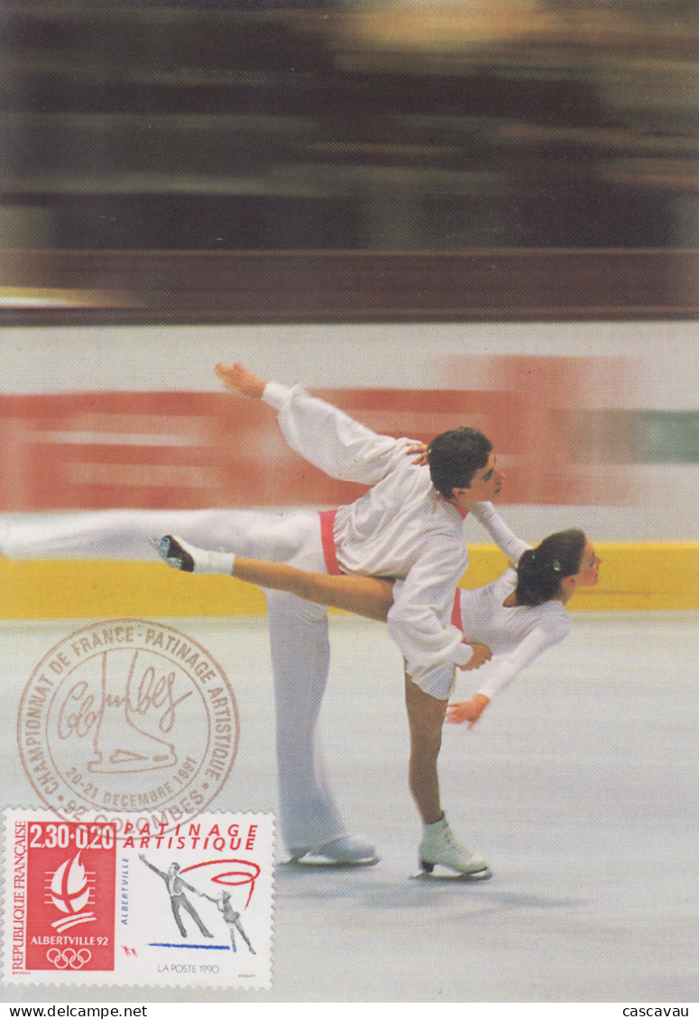 Carte  Maximum   FRANCE    Championnat   De   France   De   Patinage   Artistique     COLOMBES   1991 - Eiskunstlauf