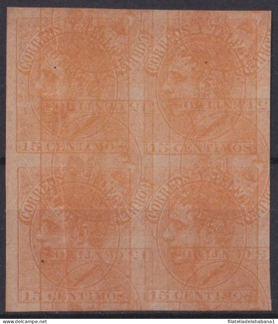 F-EX42253 ESPAÑA ALFONSO XII MACULATURA PROOF BLOCK 4.   - Autres & Non Classés