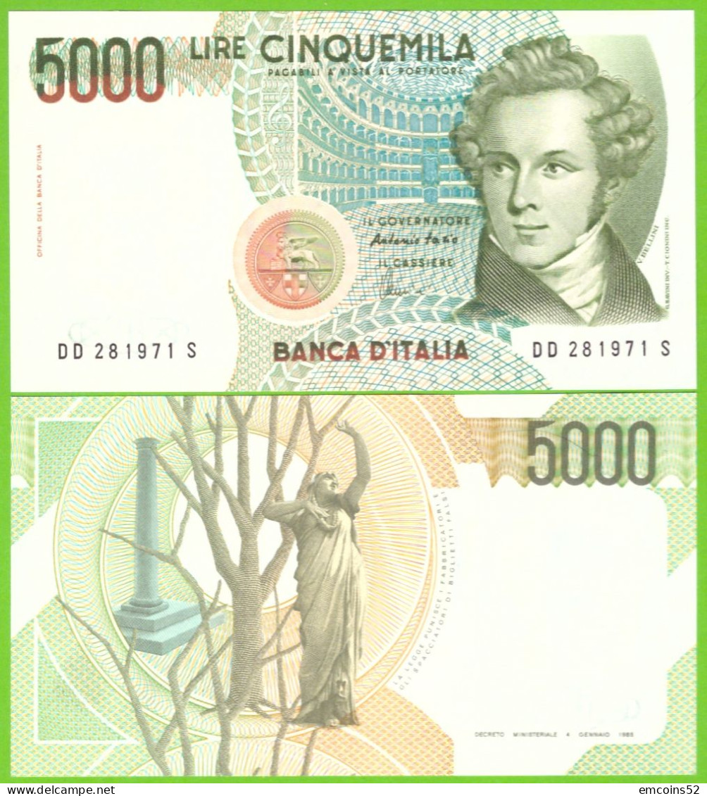 ITALY 5000 LIRE 1985/1996  P-111c  UNC - 5000 Liras