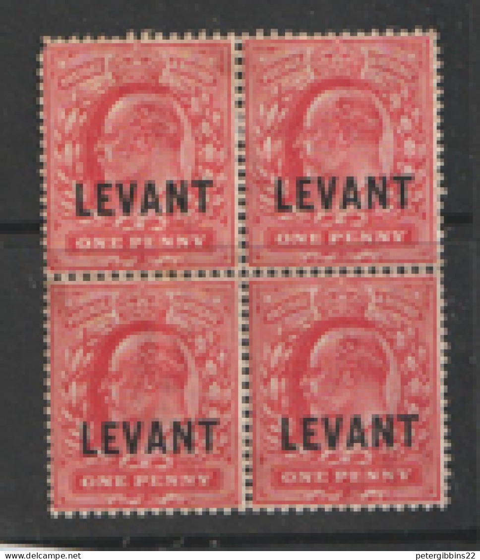 British  Levant  1905  SG  L2 1d  Mounted Mint  Block Of Four - Britisch-Levant