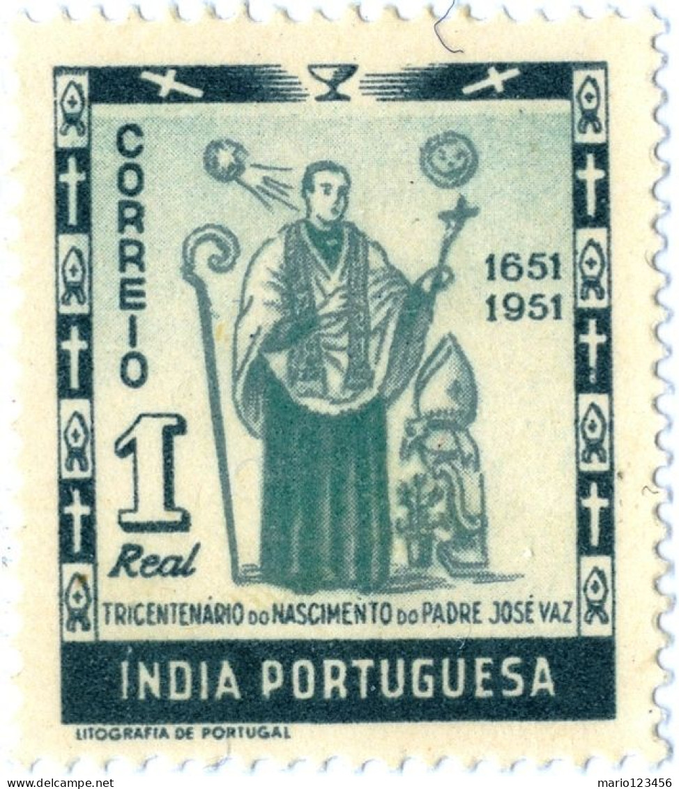 INDIA PORTOGHESE, PORTUGUESE INDIA, ANNIVERSARIO JOSE VAZ,  1951, NUOVI (MLH*) Scott:PT-IN 507, Yt:PT-IN 436 - India Portoghese