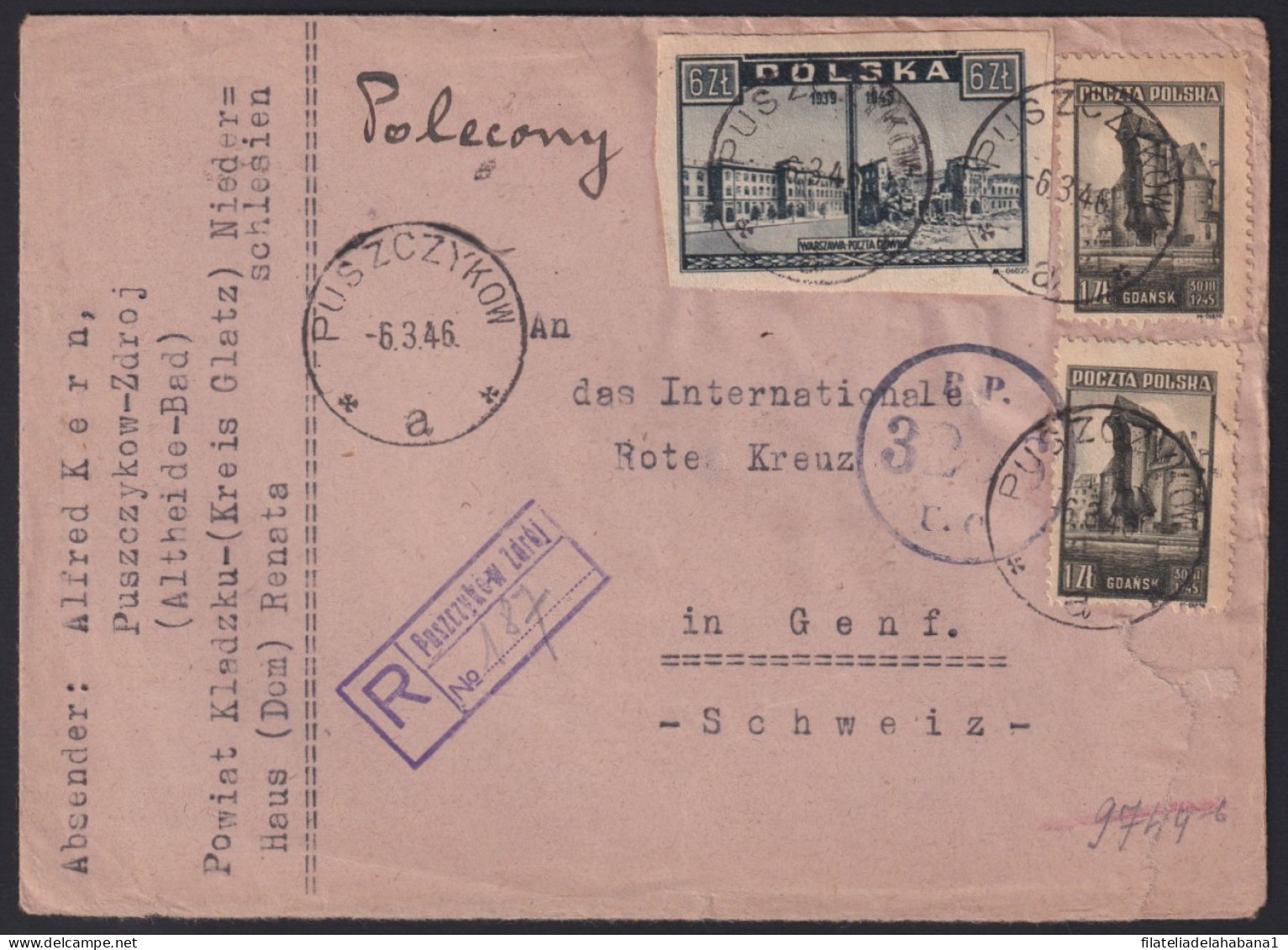 F-EX41855 POLAND 1946 MILITAR CENSORSHIP COVER WAR DESTRUCTIONS WWII.   - Brieven En Documenten