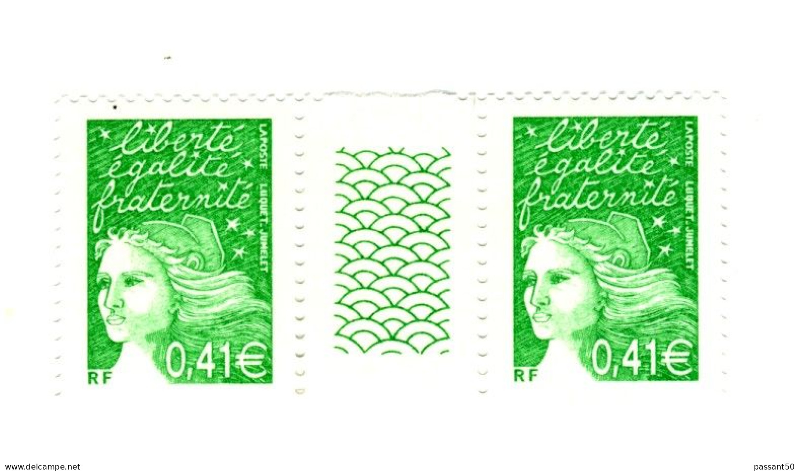 Luquet 0.41 € Vert YT 3448c : Paire Interpanneau Avec GOMME MATE. Voir Le Scan. Cote YT >> 6 € Maury N° 3426b >> 8 €. - Unused Stamps